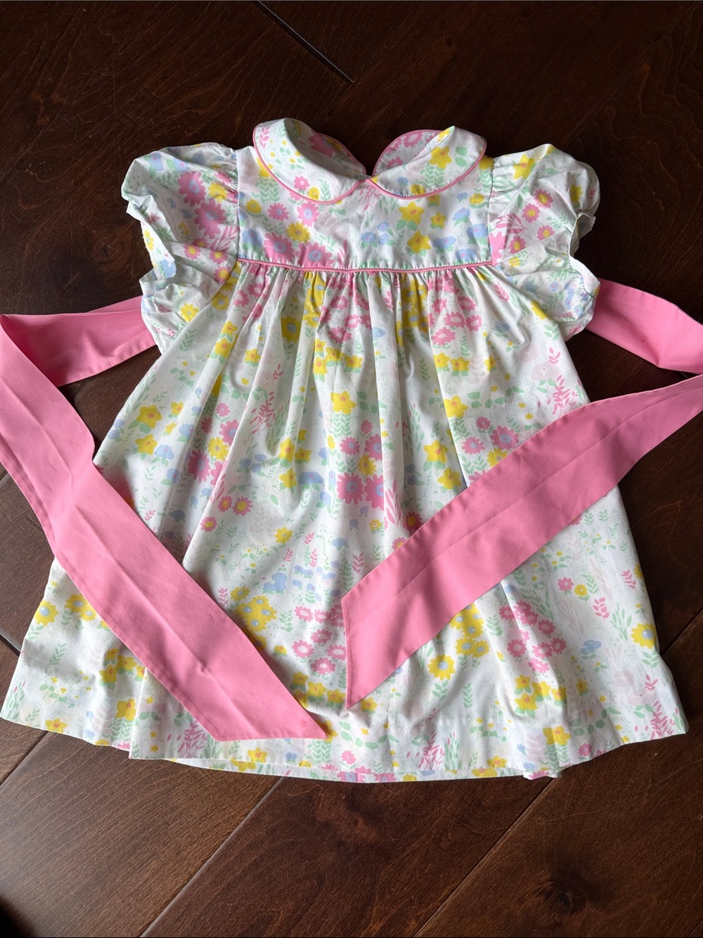 The Beaufort Bonnet Company: Pink, Yellow & Green Floral Collar Dress